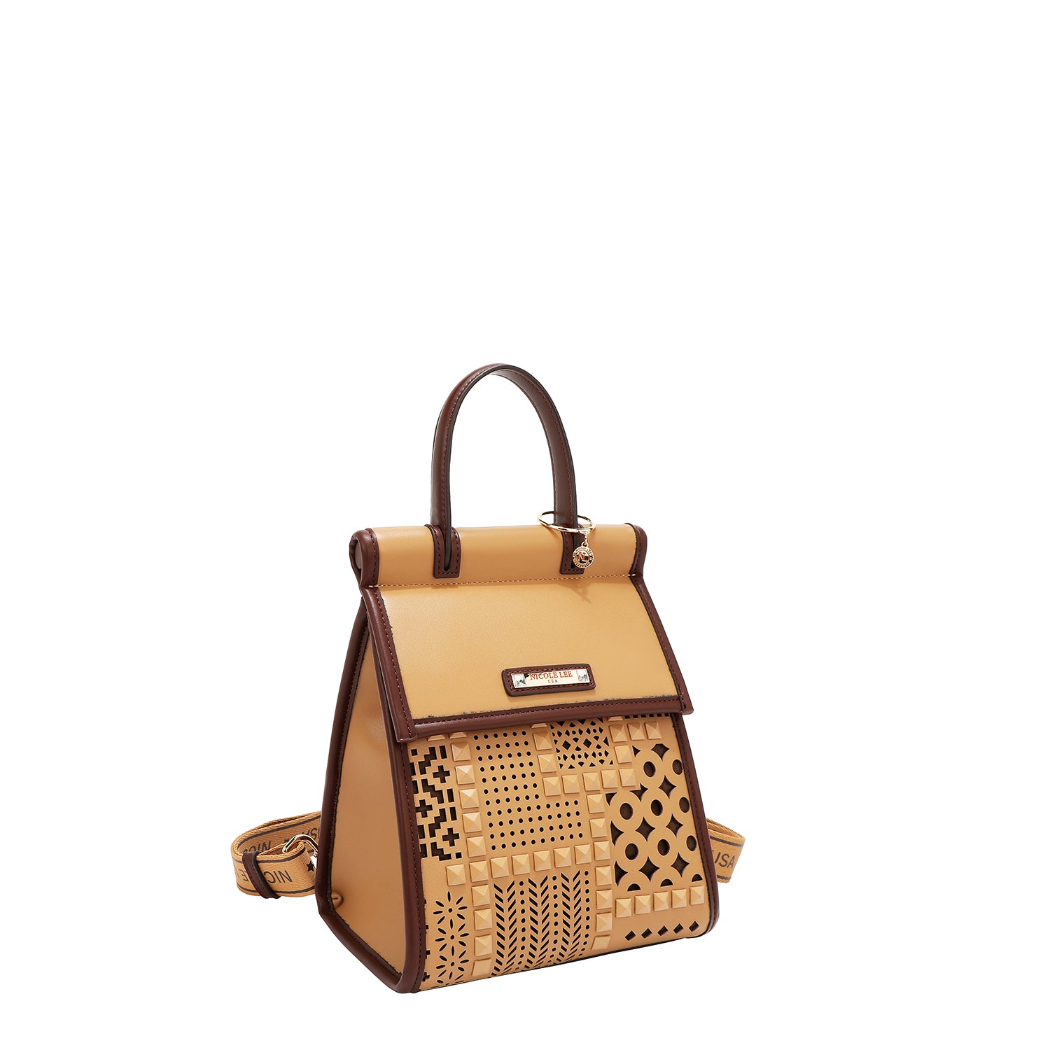 GEOMETRIC CUTOUT CONVERTIBLE BACKPACK / TOP HANDLE BAG