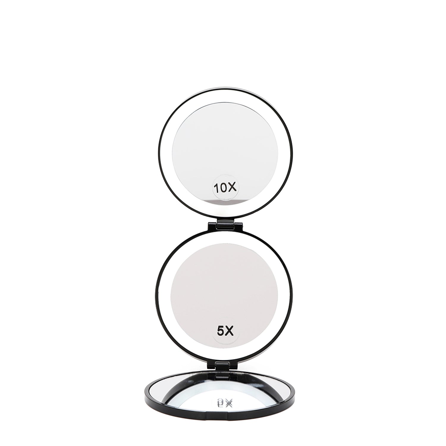 TRIFOLD INTERIOR MIRRORS RANGING FROM 1X, 5X, AND 10X MAGNIFICATION WITH LED LIGHTING. 