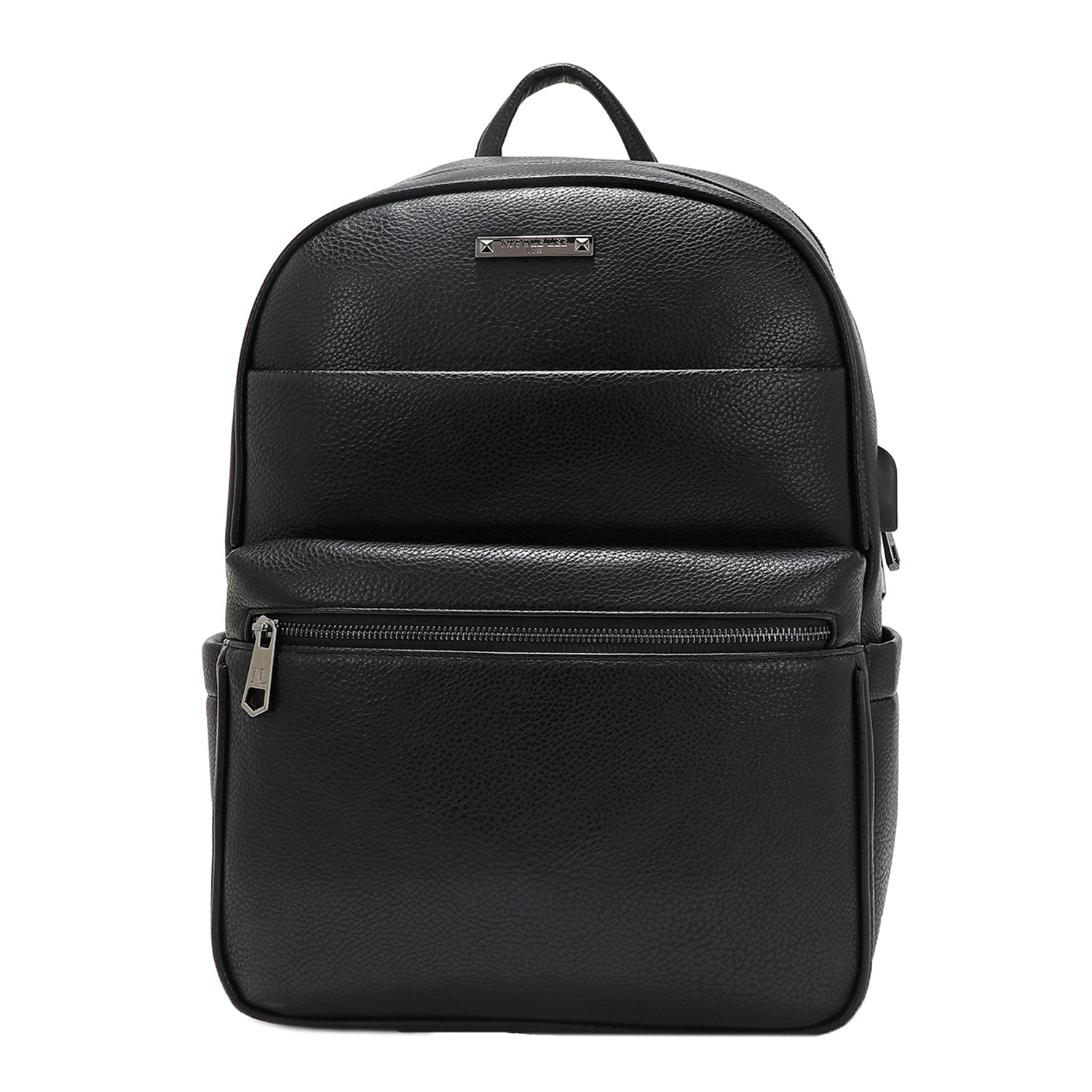 black leather work backpack Men's Vegan Leather Laptop Backpack with USB Charging Port, Black – Nicole  Lee Online