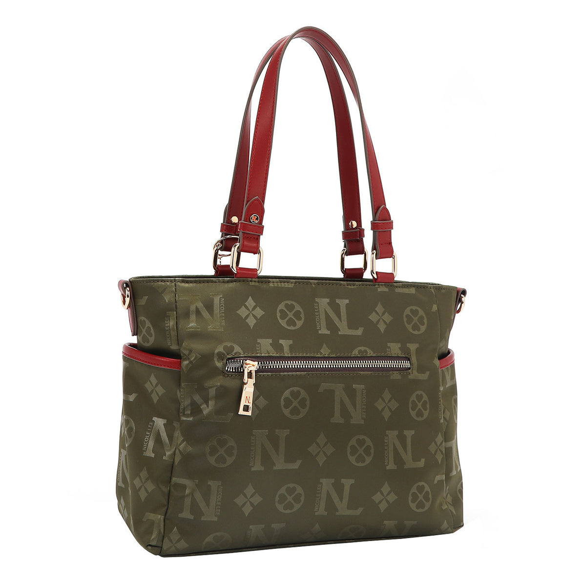 THE BACK OF OUR MARGOT TOTE BAG WITH BACK ZIP POCKET.