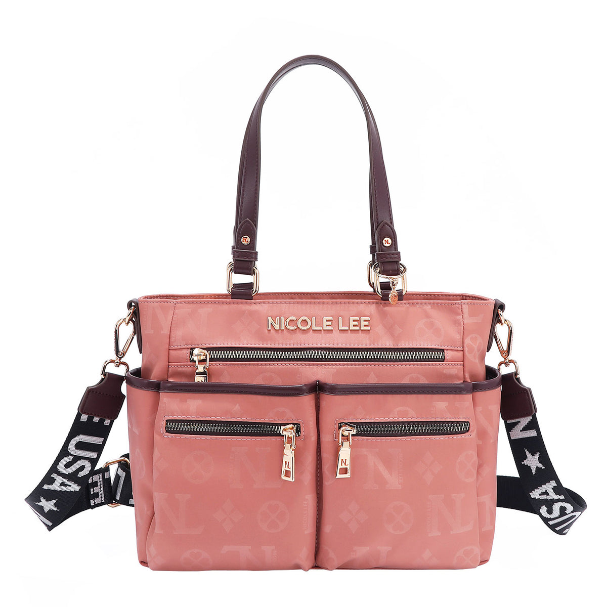 OUR NICOLE LEE MARGOT TOTE IN COLOR PINK WITH STRAPS