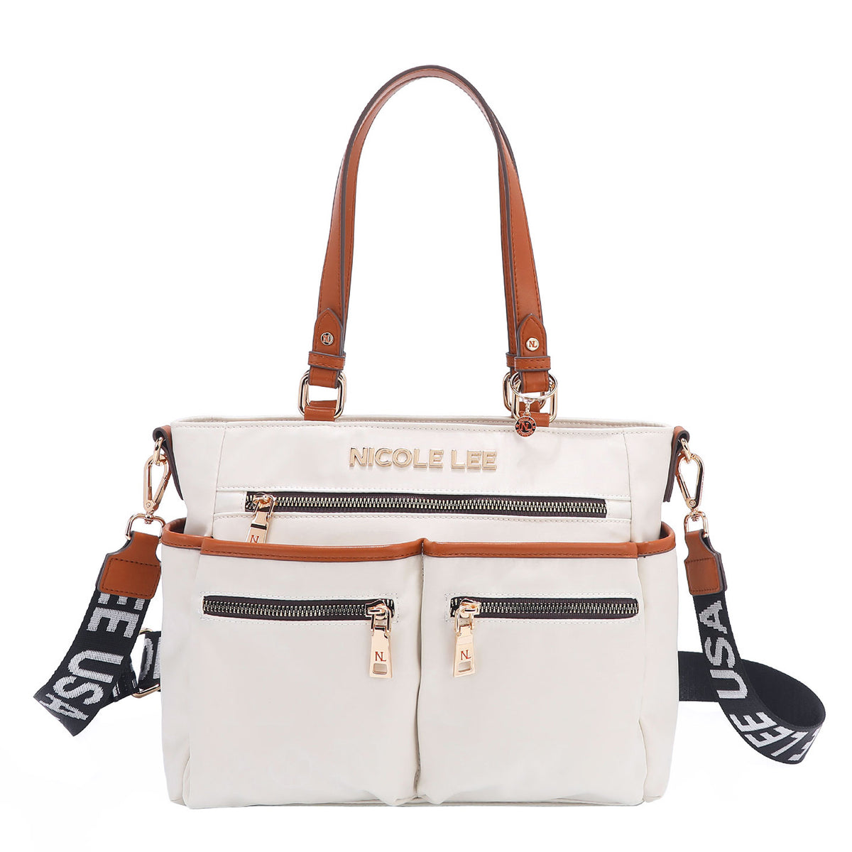 OUR NICOLE LEE MARGOT TOTE IN WHITE WITH STRAPS