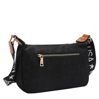 THE BACK OF OUR MARGOT SHOULDER BAG WITH BACK ZIP POCKET.