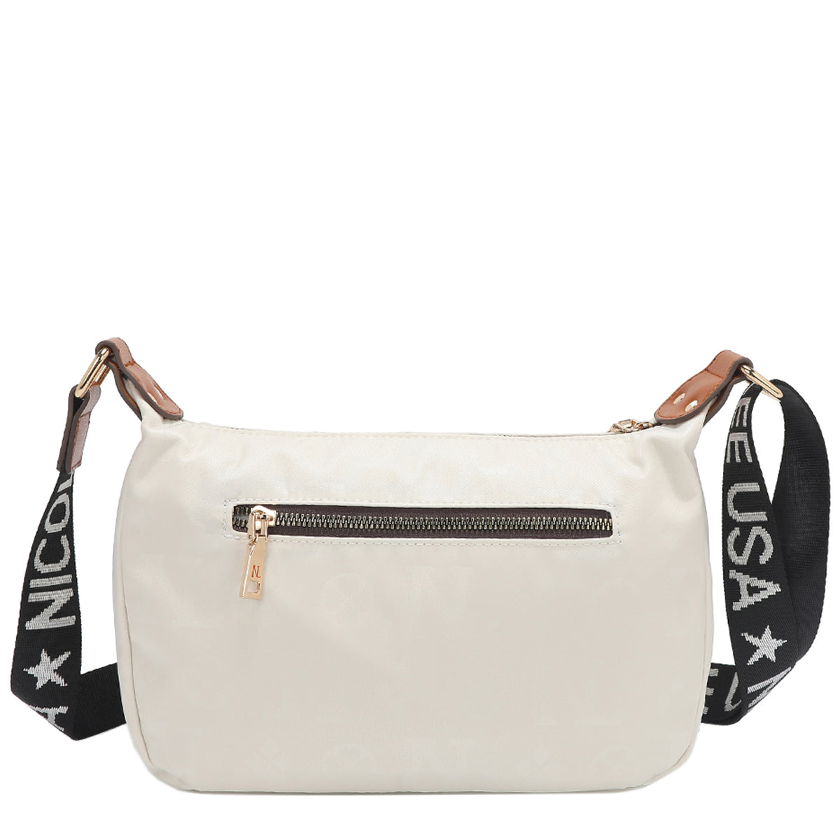 THE BACK OF OUR MARGOT SHOULDER BAG WITH BACK ZIP POCKET.