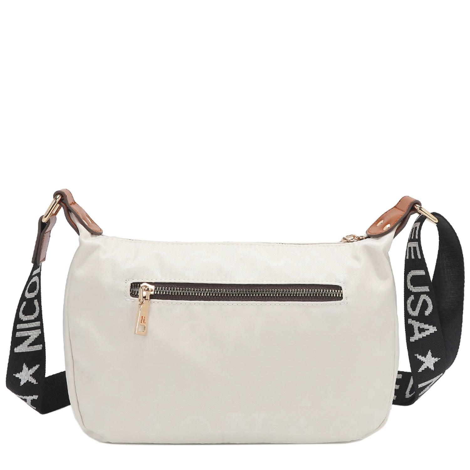 THE BACK OF OUR MARGOT SHOULDER BAG WITH BACK ZIP POCKET.