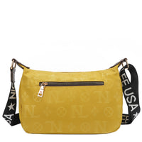 THE BACK OF OUR MARGOT SHOULDER BAG WITH BACK ZIP POCKET.