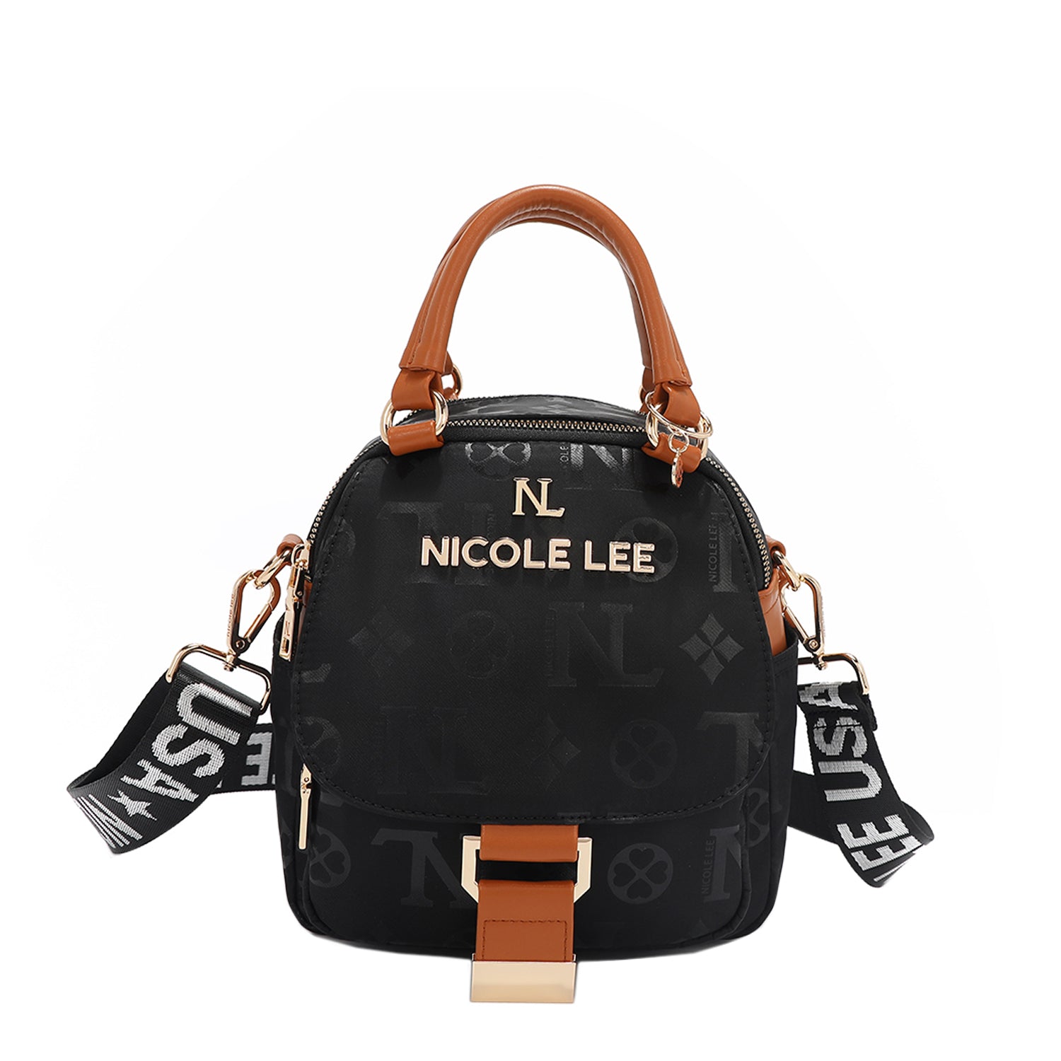 OUR NICOLE LEE MARGOT MULTI-WEAR DOME BAG IN BLACK WITH STRAPS