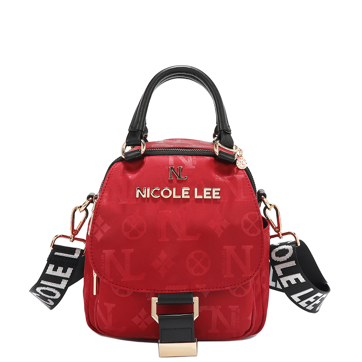 OUR NICOLE LEE MARGOT MULTI-WEAR DOME BAG IN RED WITH STRAPS