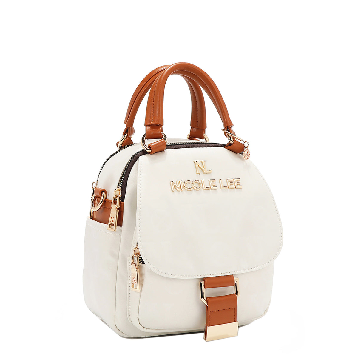 OUR NICOLE LEE MARGOT MULTI-WEAR DOME BAG IN WHITE. 