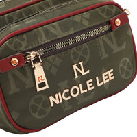 OUR NICOLE LEE LOGO HARDWARE LETTERING AND ENGRAVED ZIPPER PULLS.