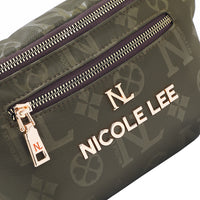 OUR NICOLE LEE LOGO HARDWARE LETTERING. GOLD-TONE HARDWARE.