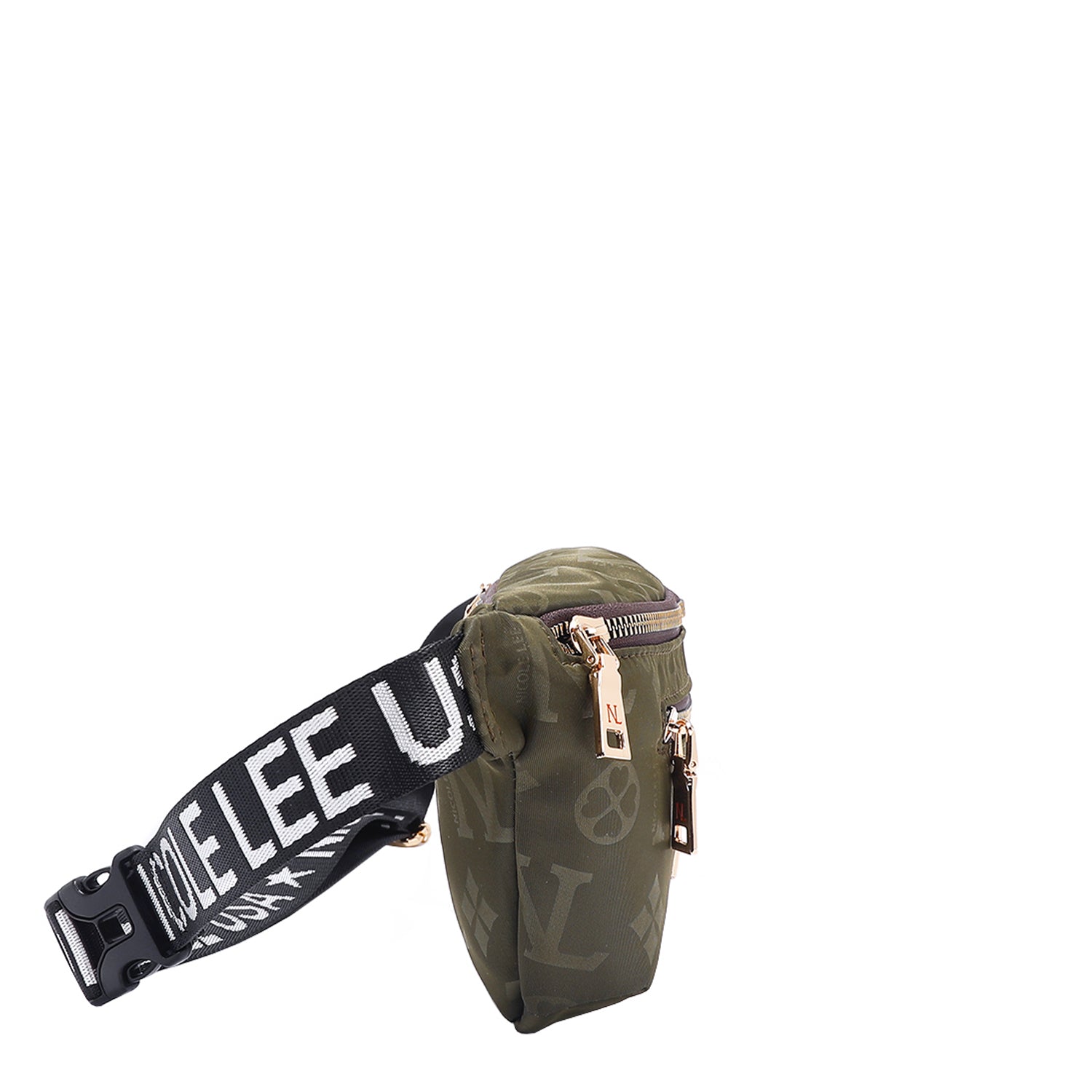 OUR NICOLE LEE MARGOT BELT BAG IN OLIVE. 