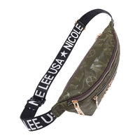 A VIEW FROM ABOVE OF OUR MARGOT BELT BAG. POLYESTER  EXTERIOR.