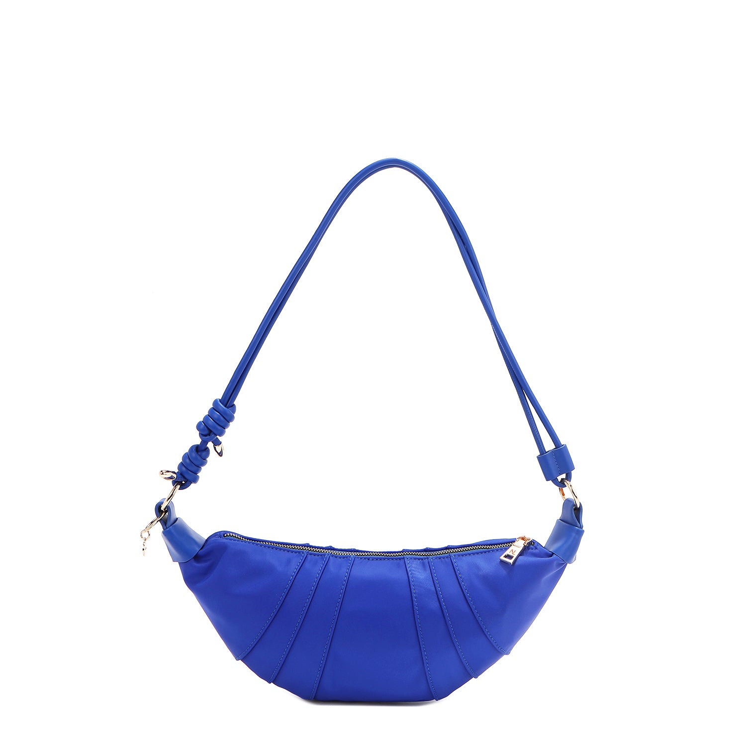 Color Patch Croissant Bag with Embroidered Assorted Patches on
