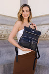 EMBOSSED ELEGANCE MULTIPOCKET BACKPACK
