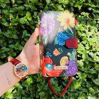 OUR PHONE CASE CROSSBODY WALLET AND WATCH IN OUR NICOLE LEE BE MY VALENTINE SET IN A GREENERY BACKGROUND.