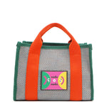With its effortless slouchy silhouette and striking color-block trim, the Nodu Nadu small Marley tote in Gray is anything but ordinary. The real showstopper? Its canvas fabric, woven with rainbow metallic stitching that catches the light just right—adding a dreamy shimmer and a touch of everyday magic to your look!