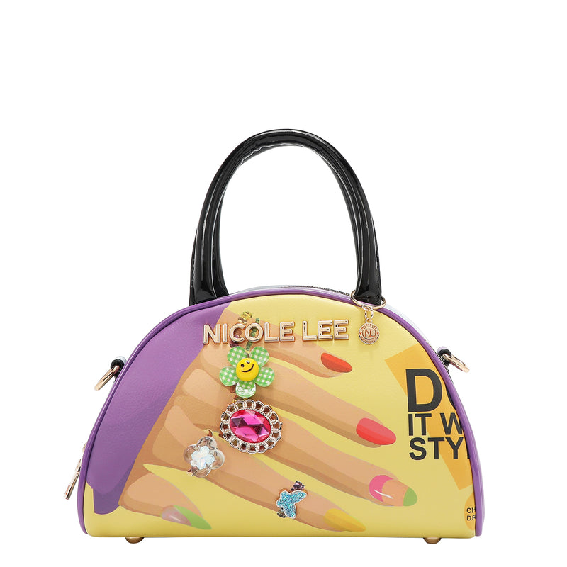 OUR NICOLE LEE MINI DOME BAG IN OUR NAIL POLISH DESING.