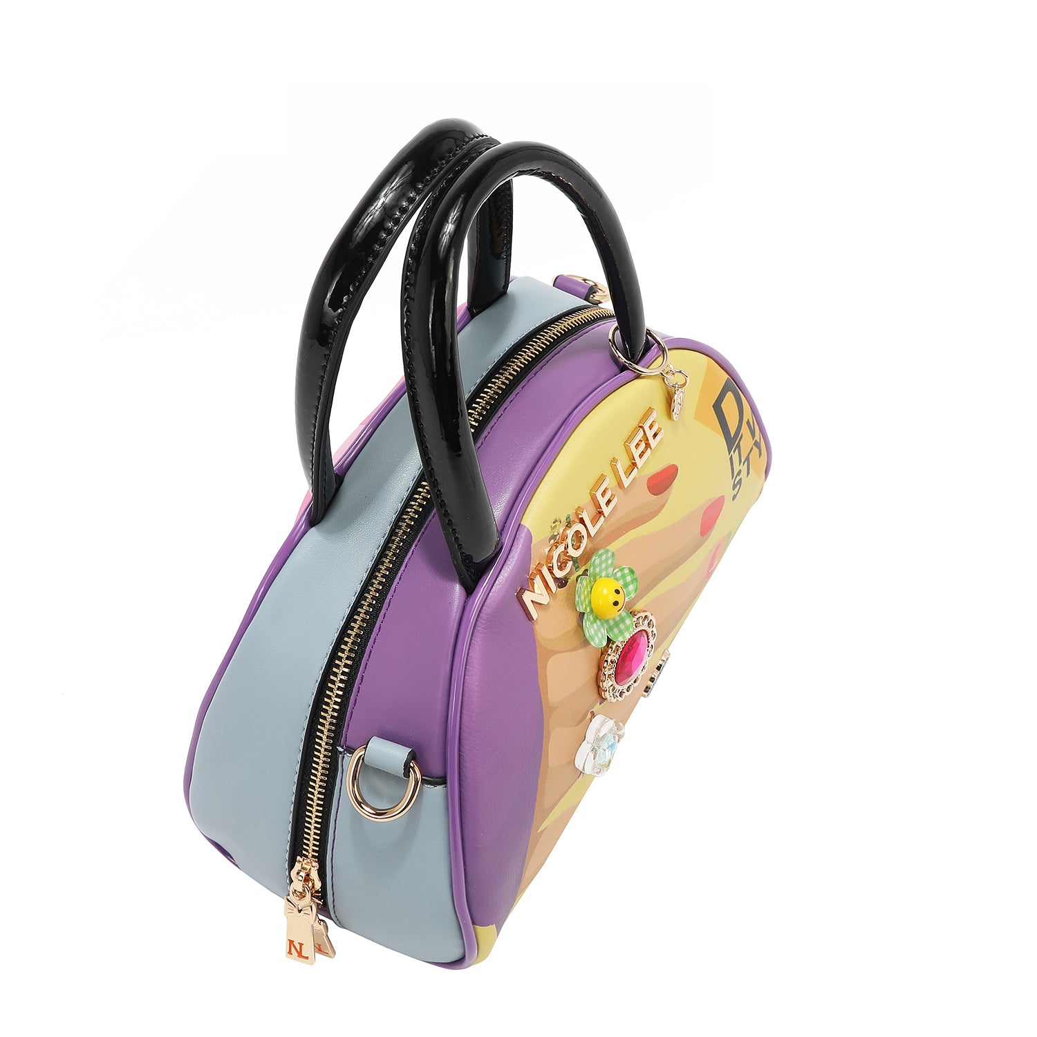 OUR NICOLE LEE MINI DOME BAG IN OUR NAIL POLISH DESING.