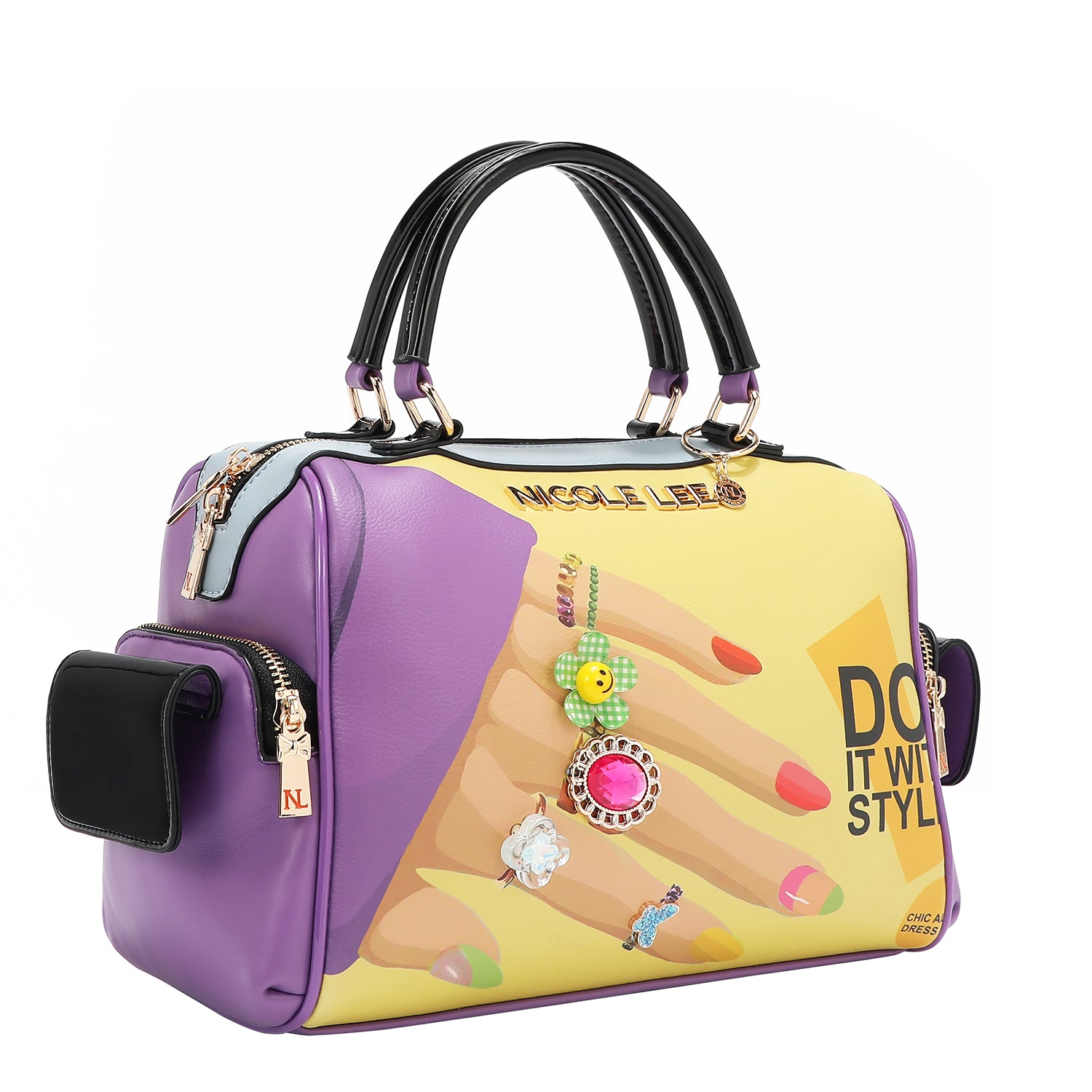 OUR NICOLE LEE HANDBAG IN OUR NAIL POLISH DESIGN.