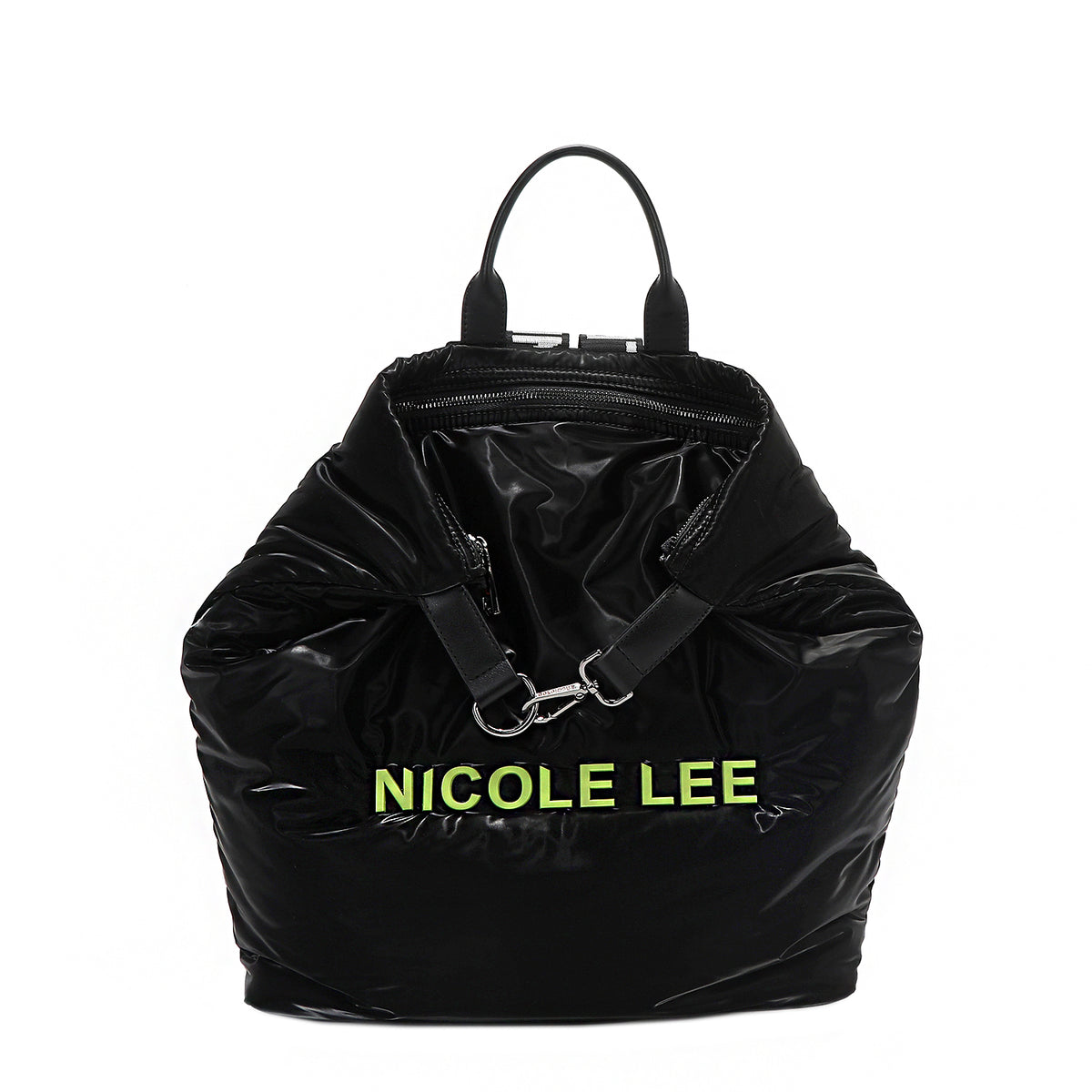 Puffy Large Backpack with Shiny Finish, Lightweight, Black  display picture 3