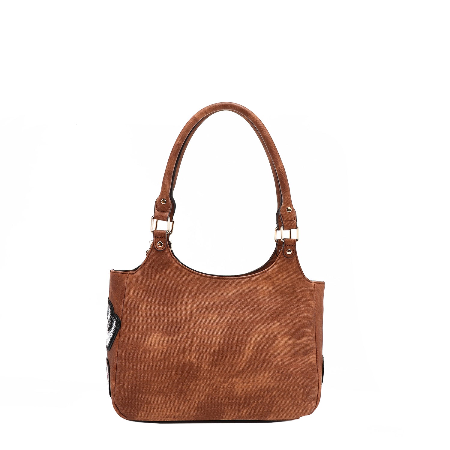 【週末限定価格】DELUXE MULTI POCKETS SHOULDERBAG Multi Patch Shoulder Bag, Vegan Leather with Denim Look, Cat/Dog
