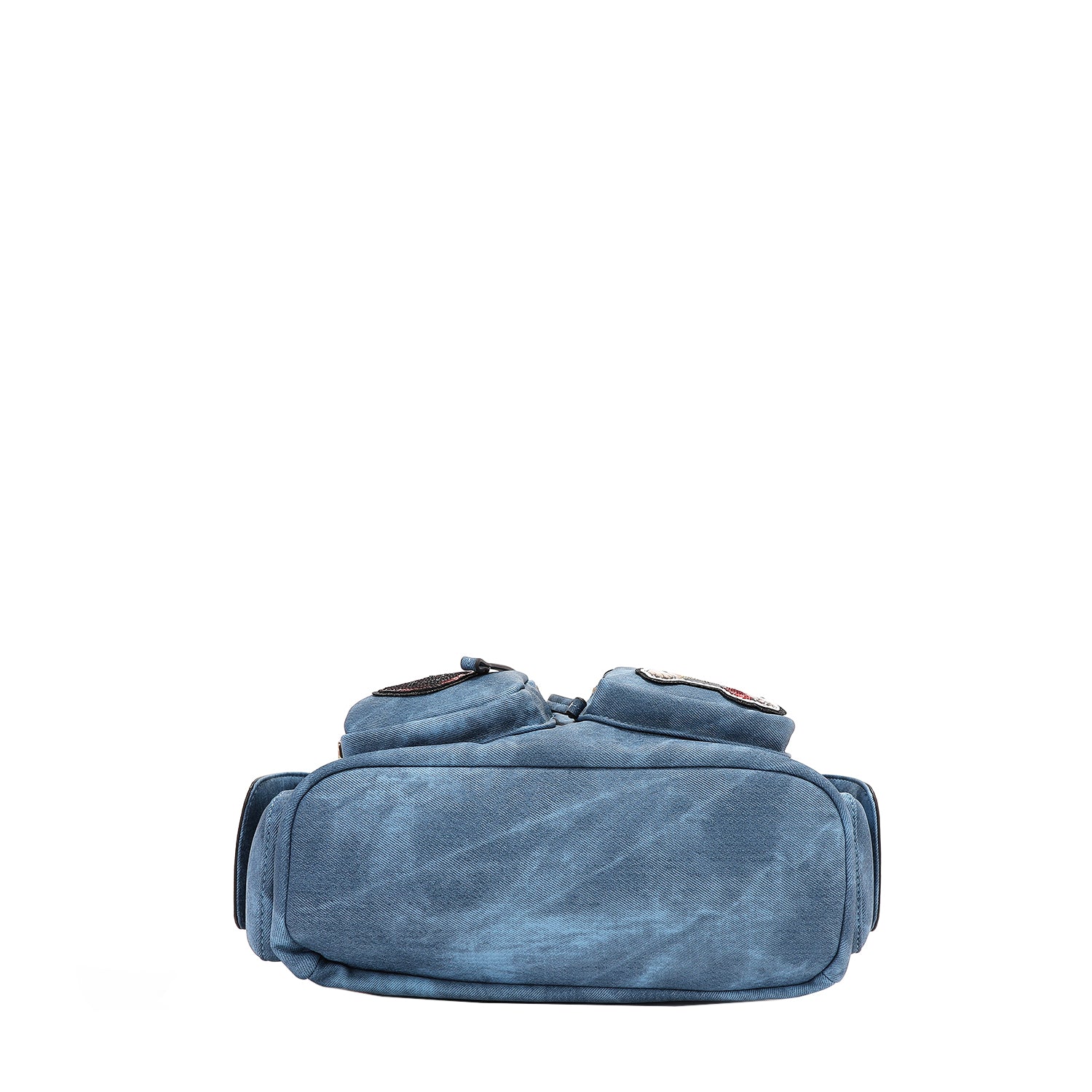Multi Patch Backpack, Vegan Leather with Denim Look, Cat/Dog