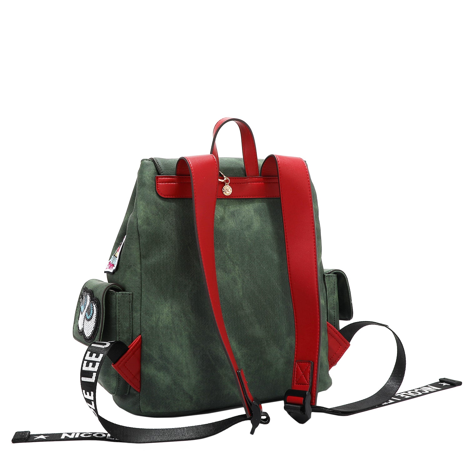 Multi Patch Backpack, Vegan Leather with Denim Look, Cat/Dog