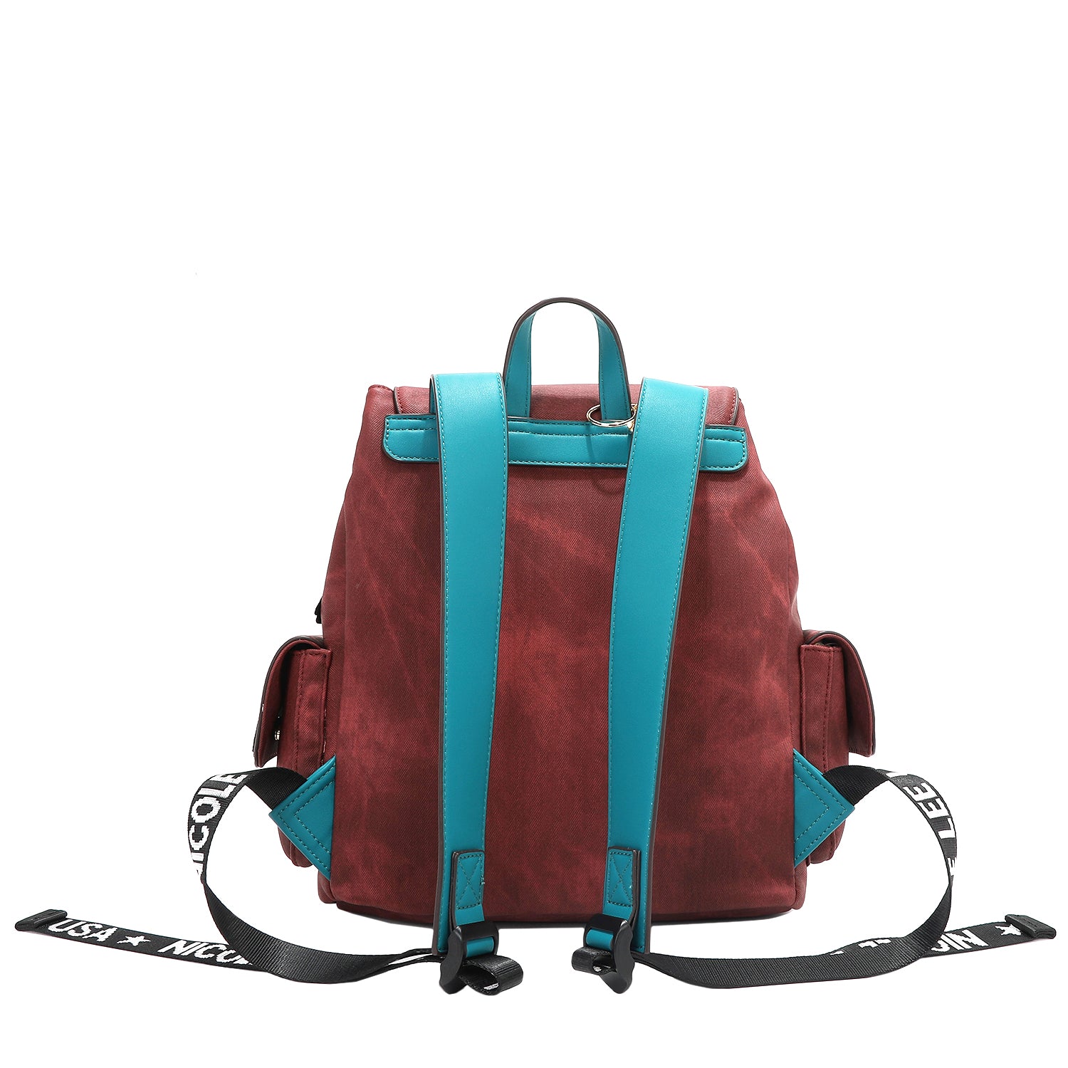 Multi Patch Backpack, Vegan Leather with Denim Look, Cat/Dog