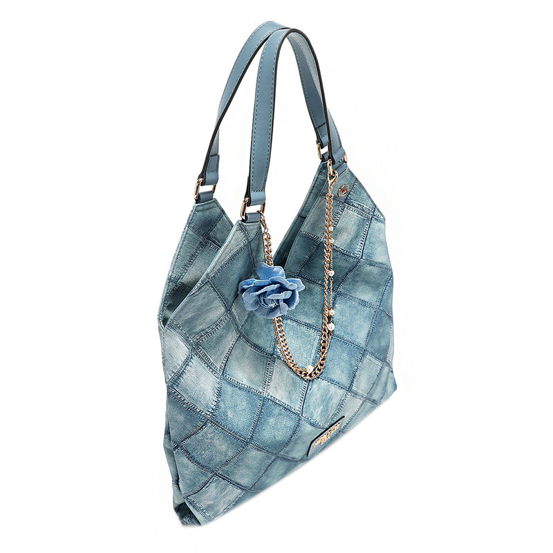 BLUE FLOWER SHOULDER BAG