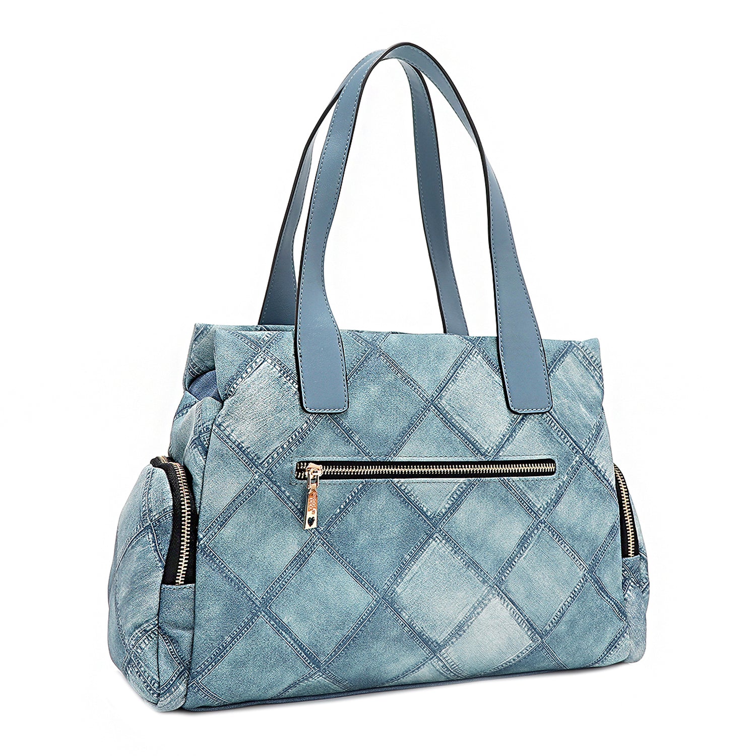 Blue Flower Handbag, Embellished with Detachable Flower Pearl