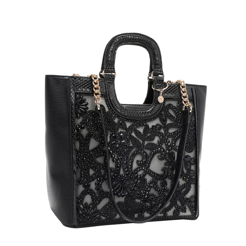 LACE TOP HANDLE HANDBAG