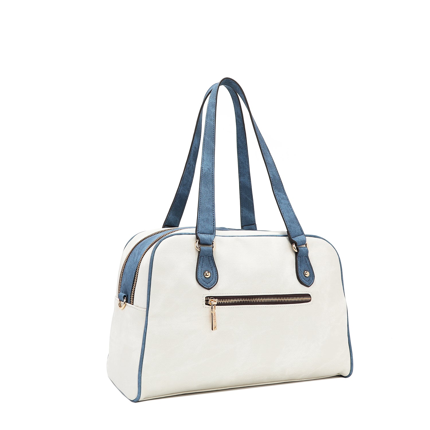 Colorblock Boston Bag with 2 Zip Compartments, Dog Print, Multiple