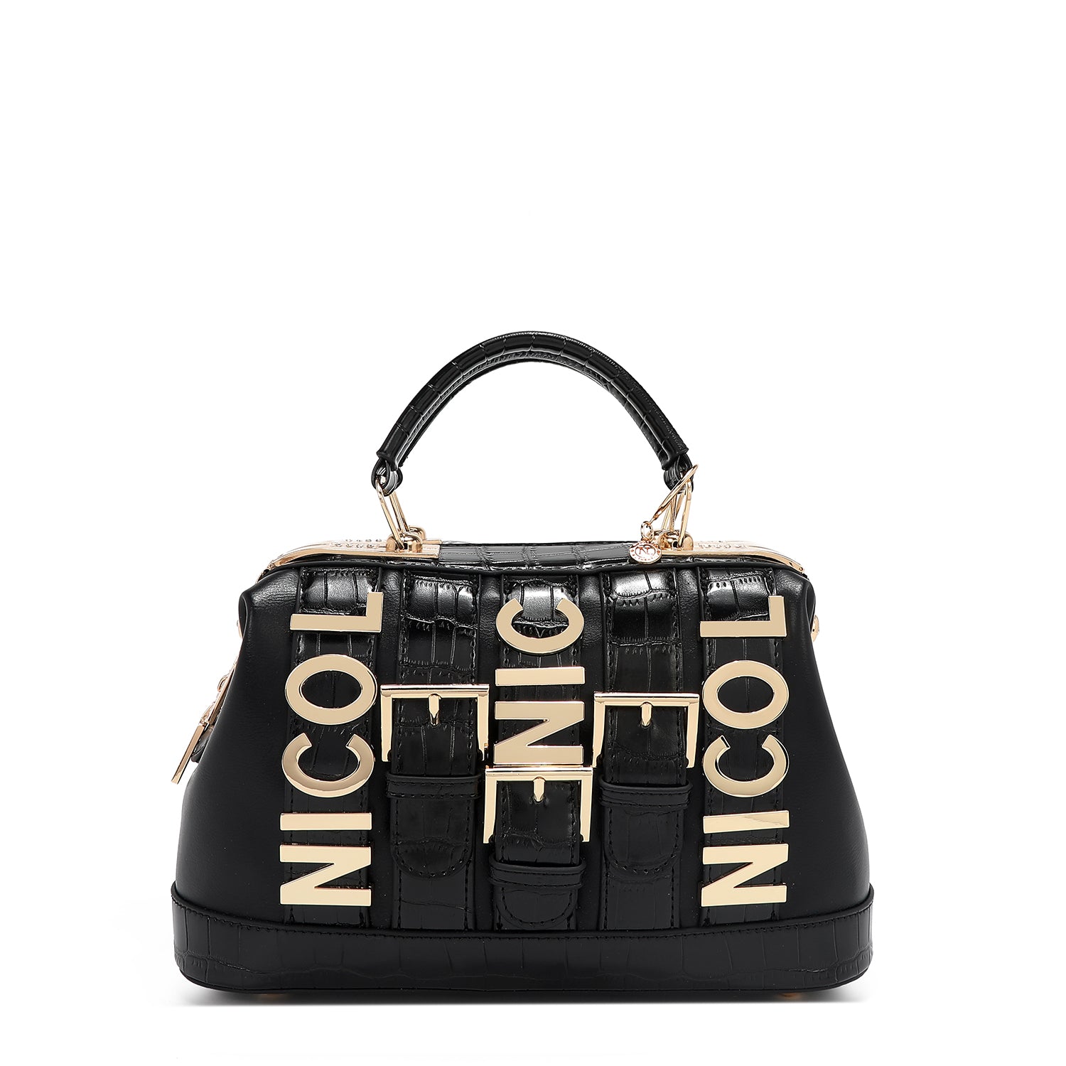 Calista Handbag, Embellished with High-shine Gold Metal Accents