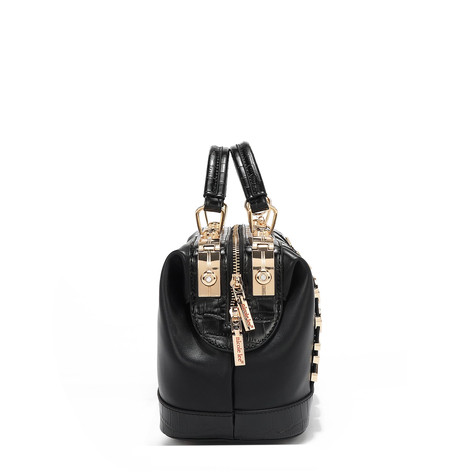 Calista Handbag, Embellished with High-shine Gold Metal Accents