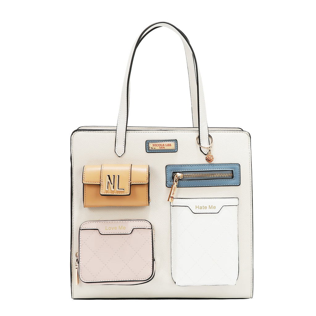 専用 ☆ 前ポケット付きバッグ＆ポーチ etc.☆ ジョリーフルール Colorblock Pocket Tote Bag, Featuring Bold Pockets, Quilted