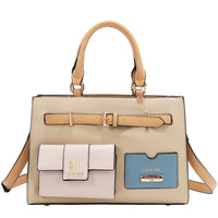 COLORBLOCK POCKET SATCHEL BAG