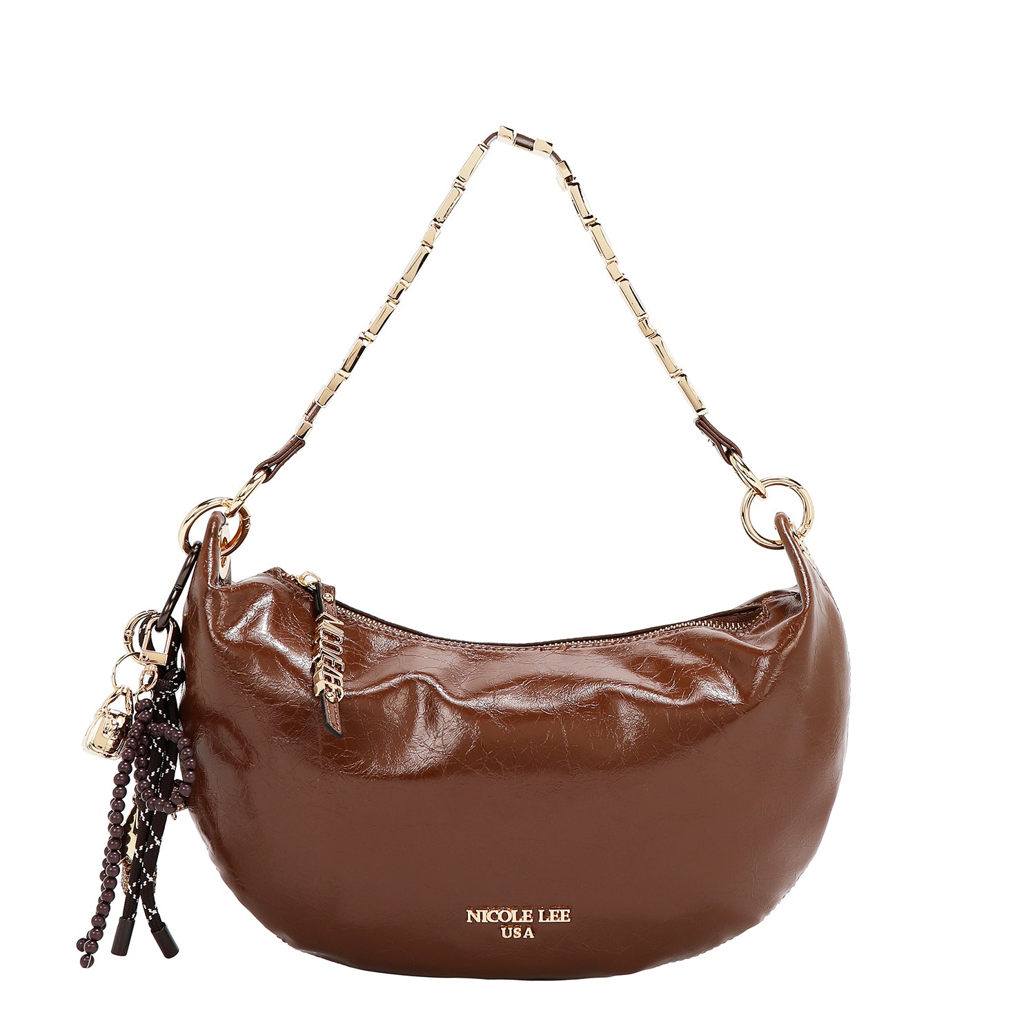 SHIMMER LUXE CRESCENT SHOULDER BAG