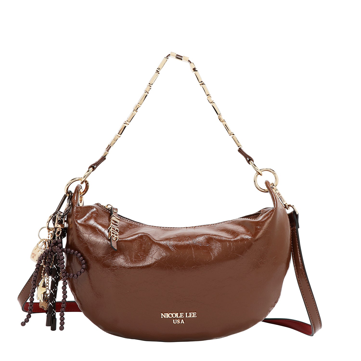 SHIMMER LUXE CRESCENT SHOULDER BAG