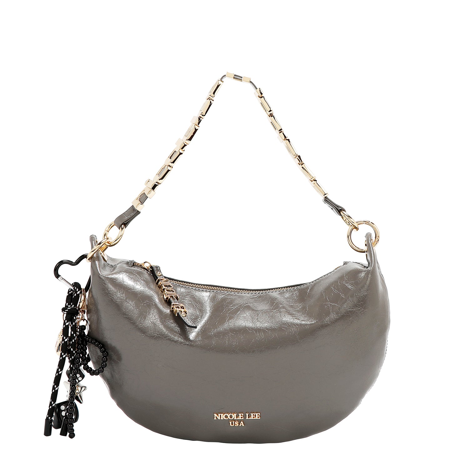 SHIMMER LUXE CRESCENT SHOULDER BAG
