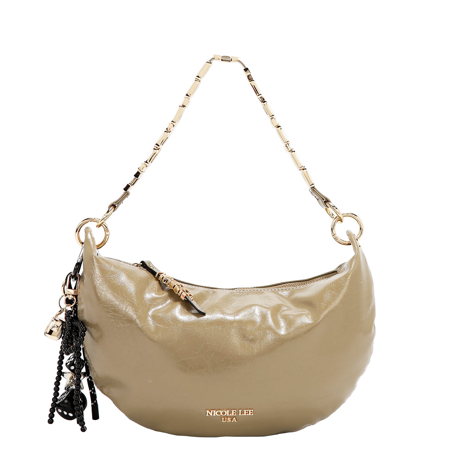 SHIMMER LUXE CRESCENT SHOULDER BAG