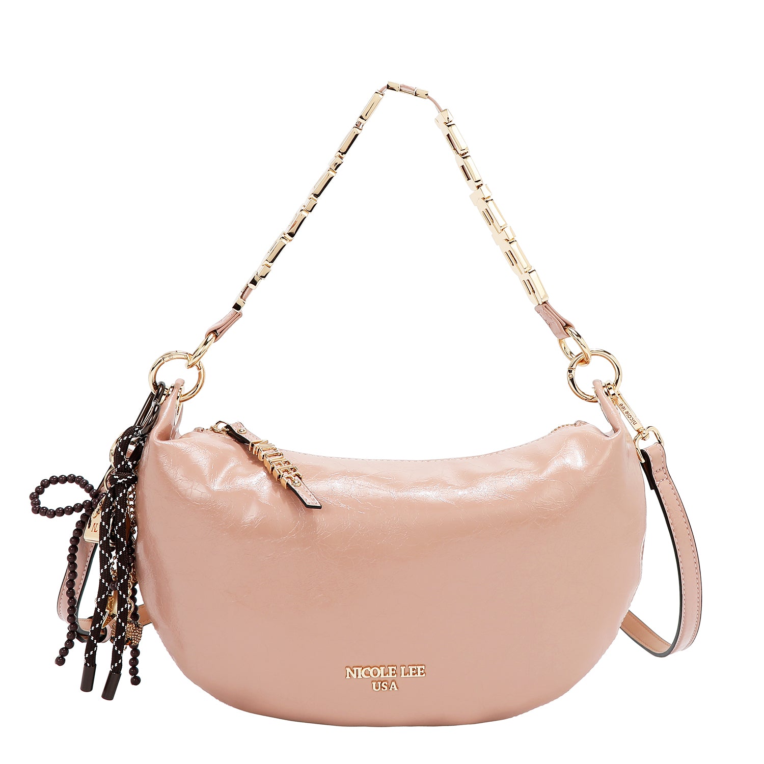 SHIMMER LUXE CRESCENT SHOULDER BAG