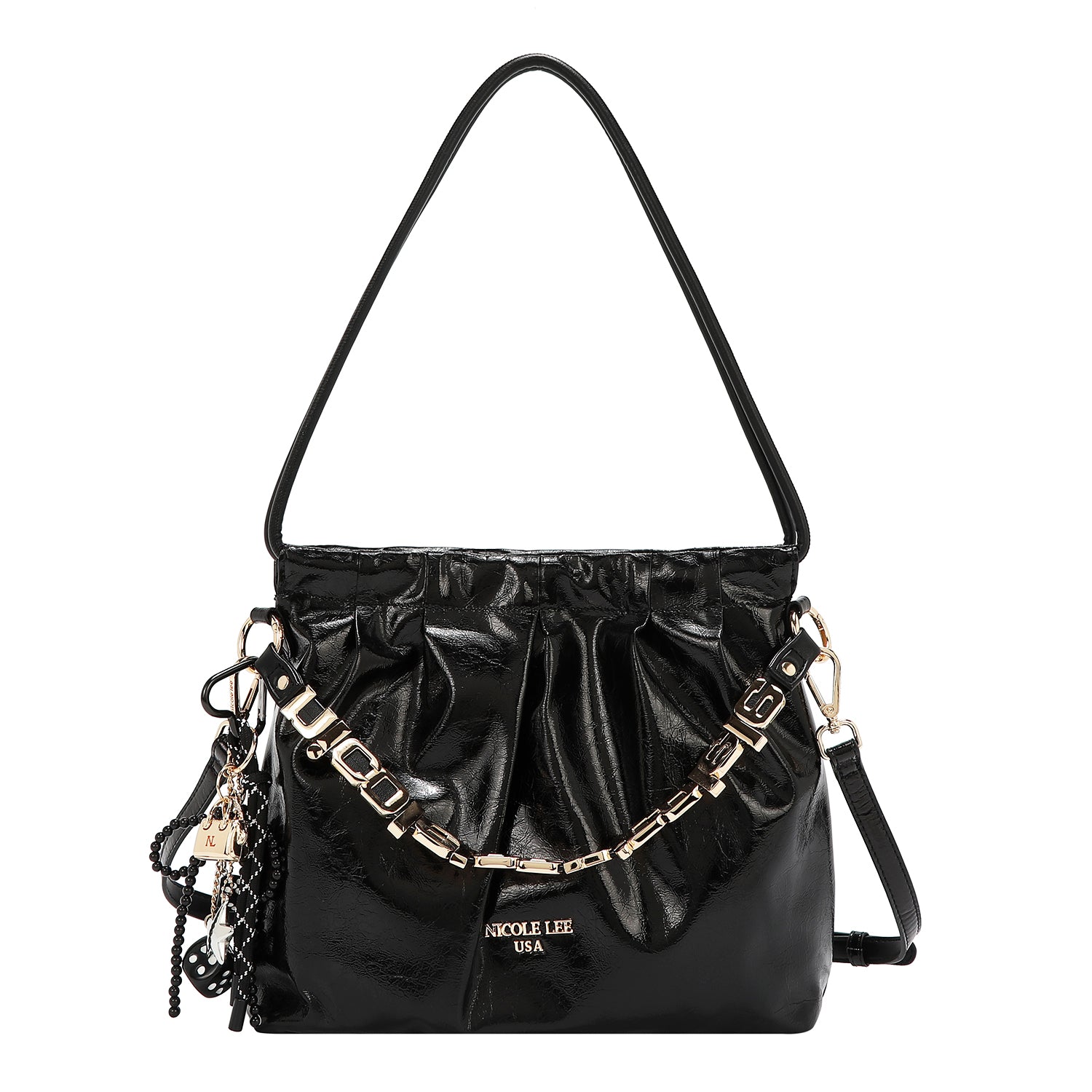 SHIMMER LUXE SQUARE SHOULDER BAG