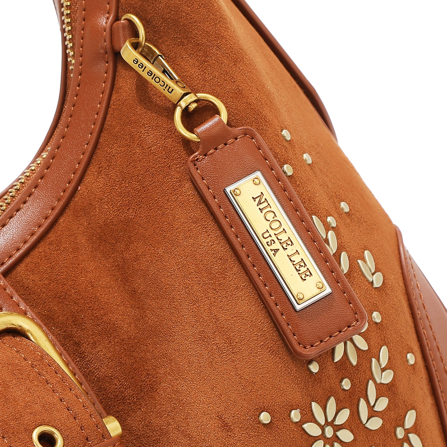 FLORAL LEAF CRESCENT SHOULDER BAG