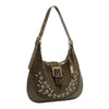 FLORAL LEAF CRESCENT SHOULDER BAG