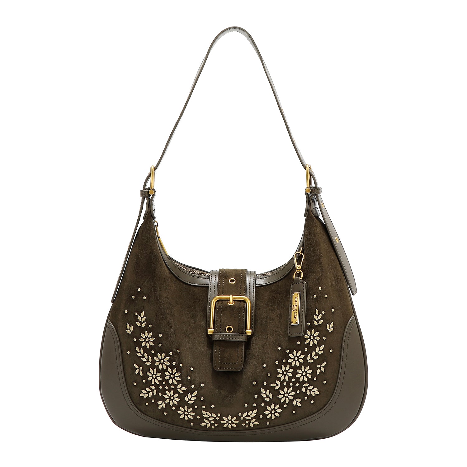 FLORAL LEAF CRESCENT SHOULDER BAG