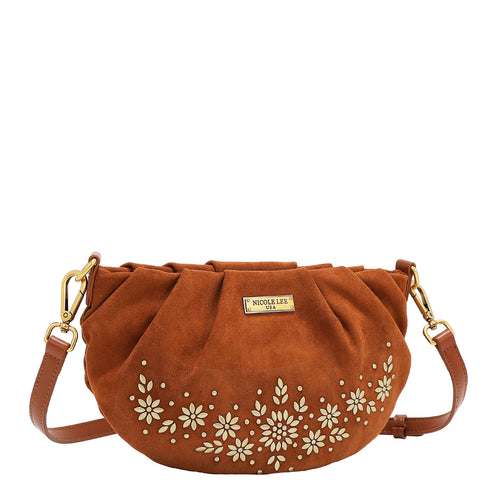 FLORAL LEAF RUCHED CROSSBODY