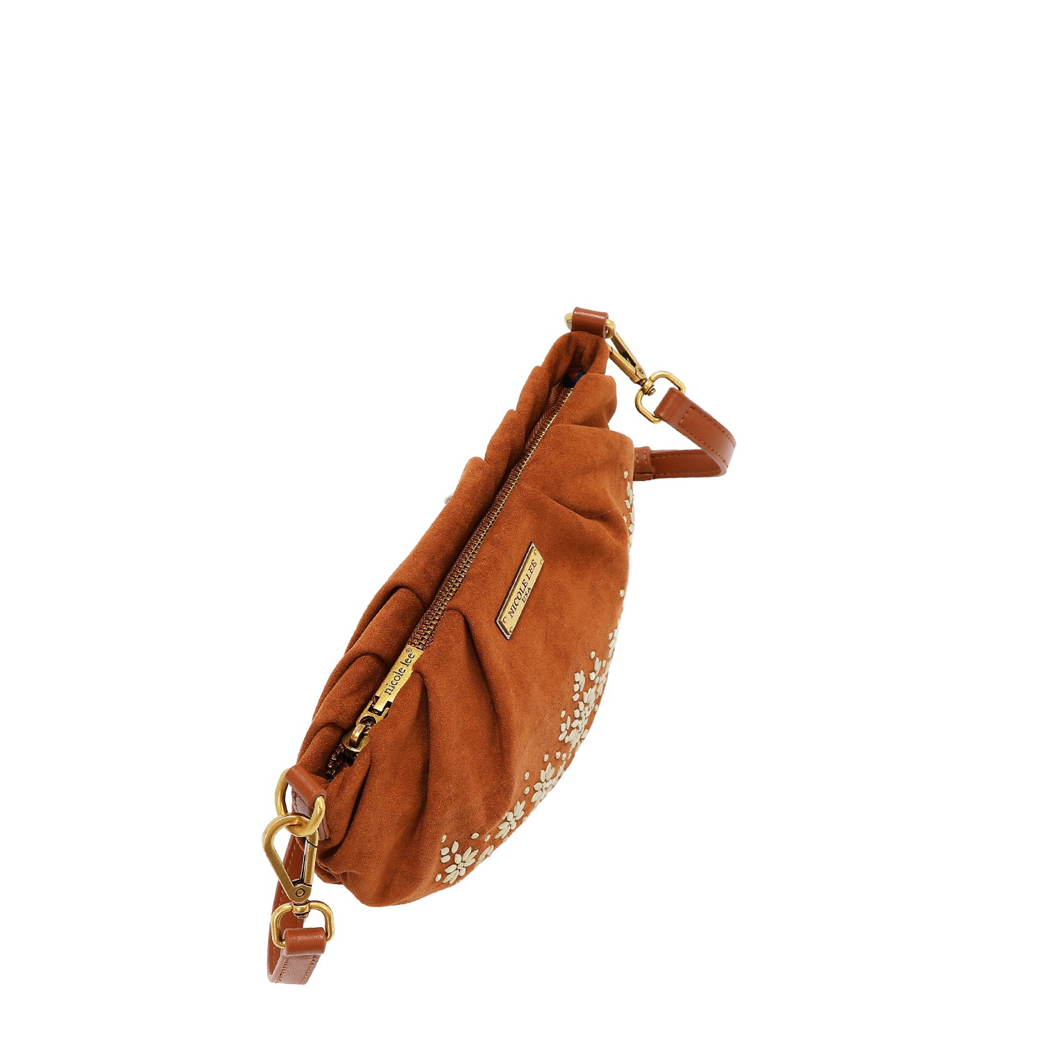 FLORAL LEAF RUCHED CROSSBODY