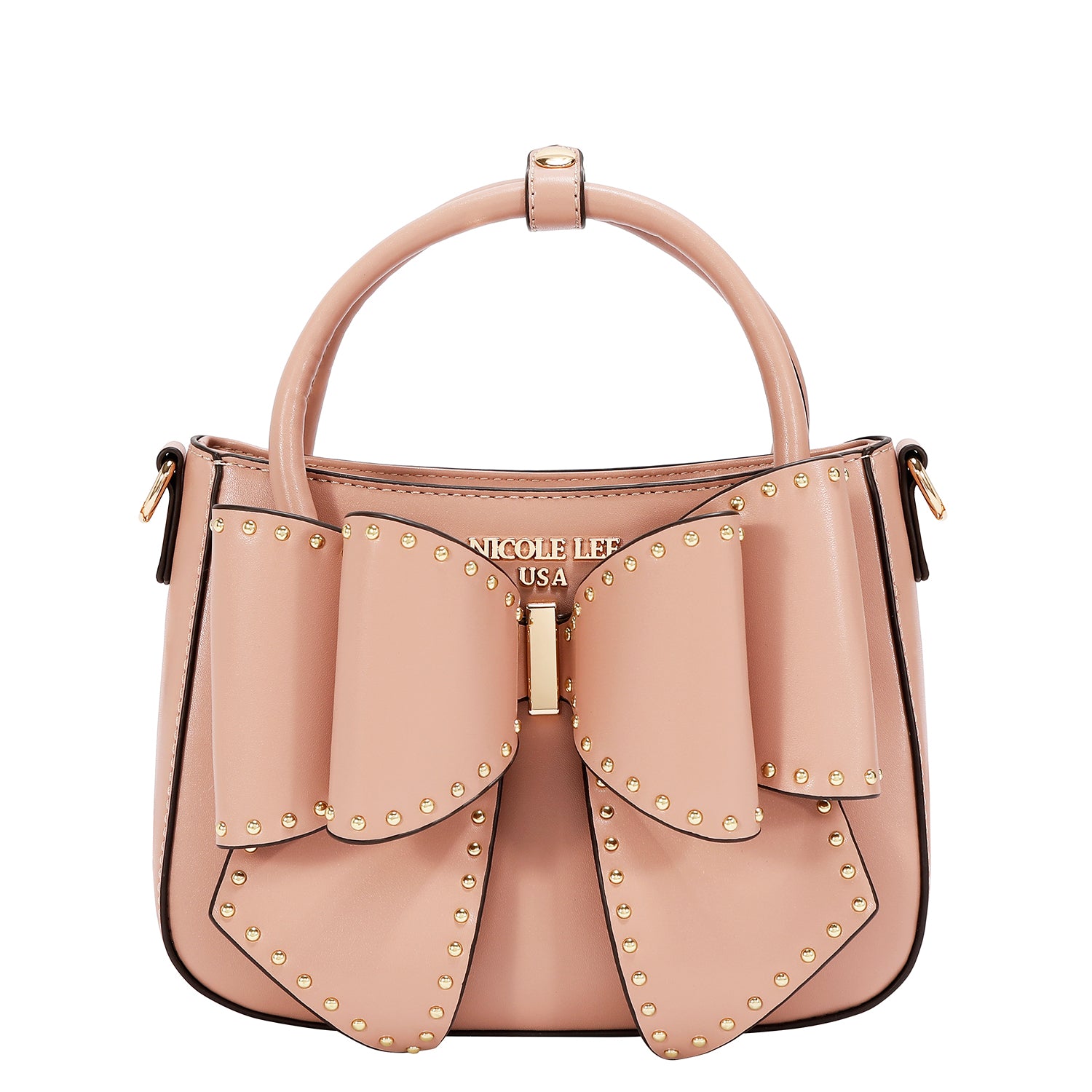 Studded Bow Handbag Blends Edgy and Feminine Style, with a Bold