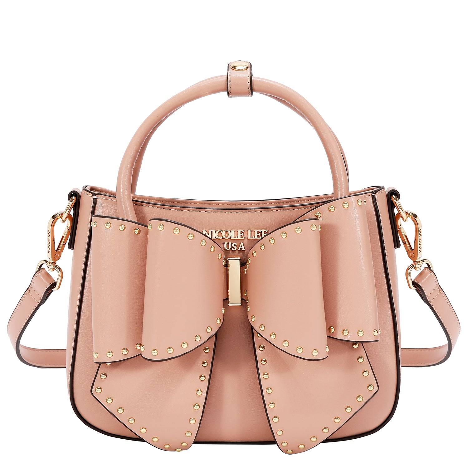 Studded Bow Handbag Blends Edgy and Feminine Style, with a Bold